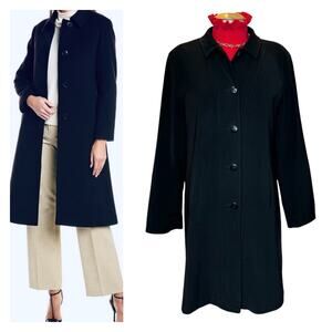 Fleet Street Women's Black Knee-Length Trench Coat l Button-Front Lined l Size M